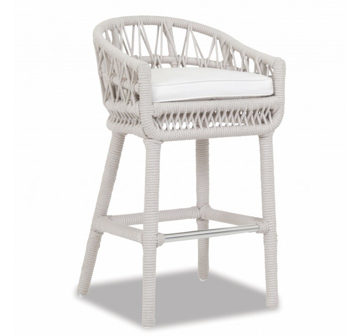 Dana Rope Bar Stool With Cushion in Linen Canvas