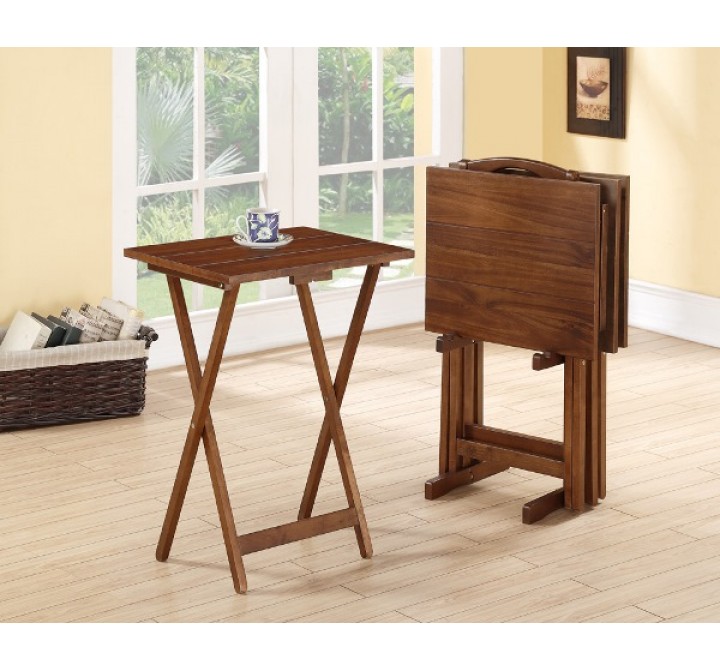 Linon Home Decor Acacia Tray Table Set