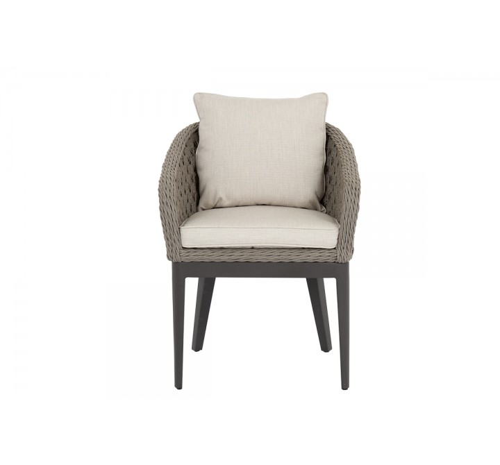 Sunset West Marbella Dining Chair With Cushions In Echo Ash - Front with Pillow