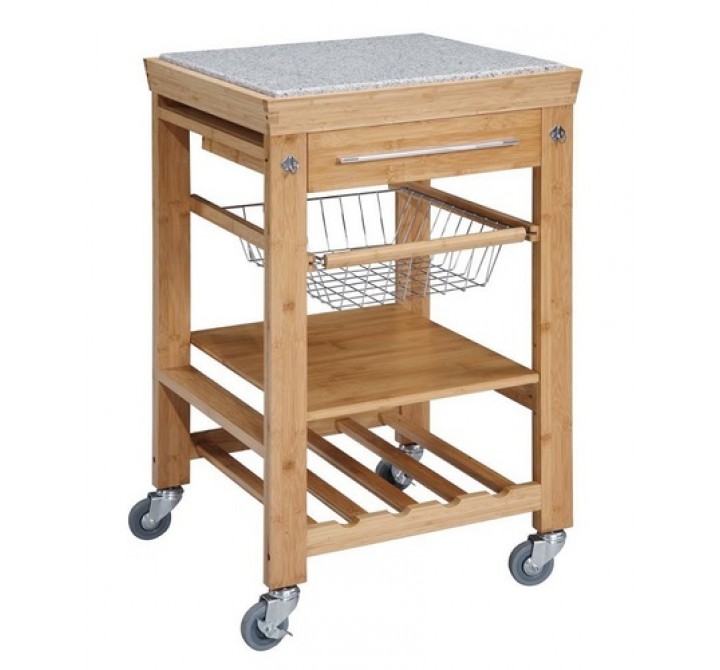 Linon Mitchell Kitchen Cart with Granite Top