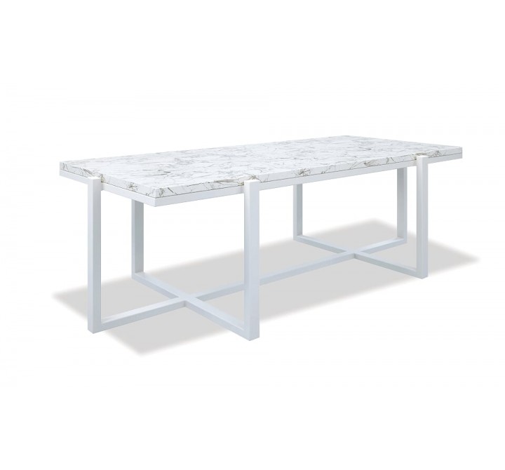 Rectangle Coffee Table With Honed Carrara Marble Top, Frost