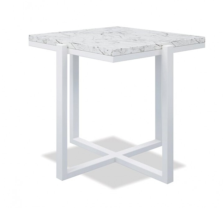 Square End Table With Honed Carrara Marble - Frost