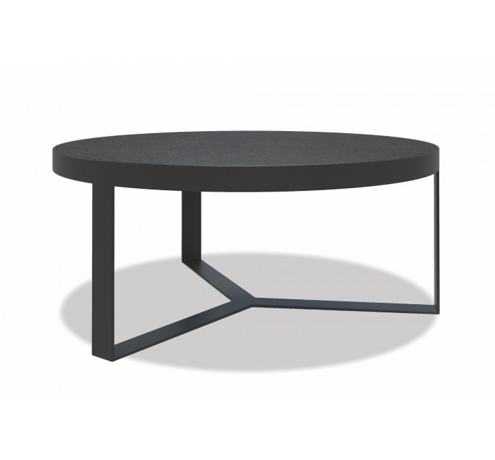 Sunset West Contemporary 38" Round Coffee Table In Graphite Finish With Honed Granite Top