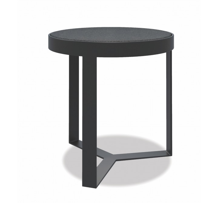 Sunset West Contemporary 18" Round End Table In Graphite Finish With Honed Granite Top