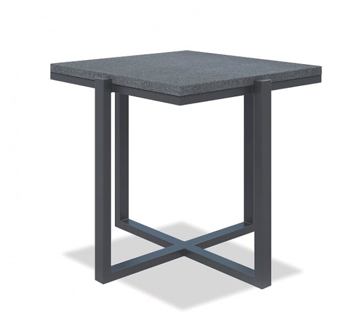 Square End Table with Honed Granite - Slate