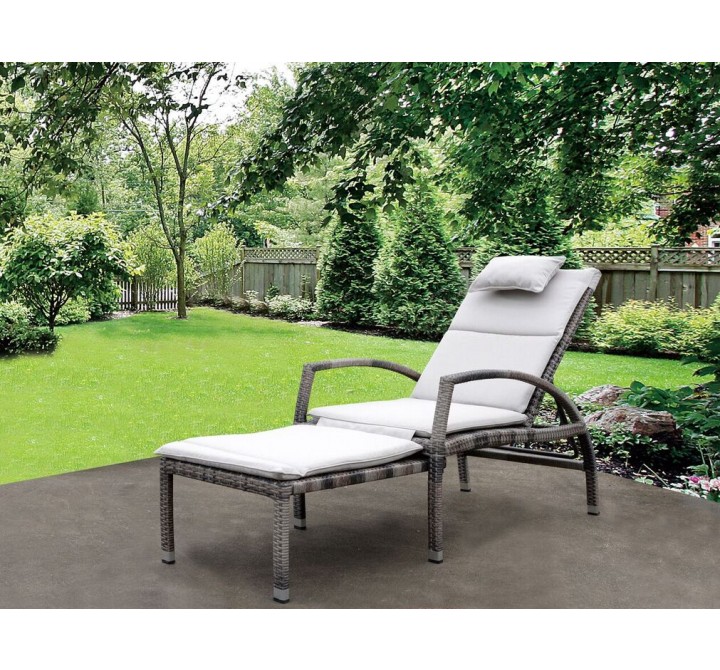 Taupe Beach Front Deck Chair to Chaise Lounge Combo