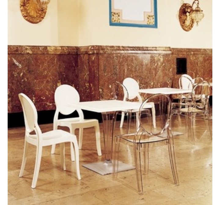 Ice Werzalit Top Round Dining Table with Transparent Base 24 inch