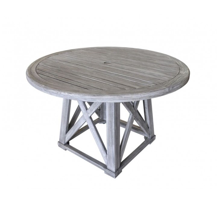 Driftwood Gray Teak Round Surf Side Outdoor Dining Table