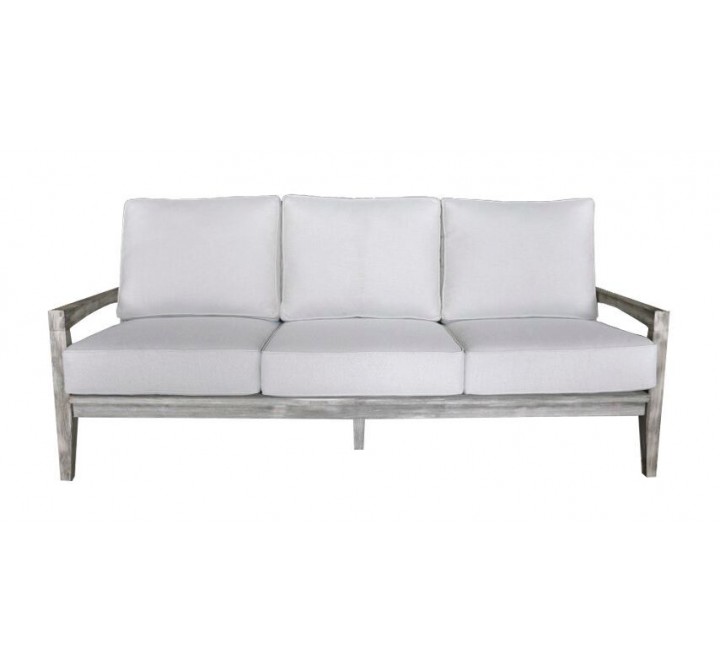 Driftwood Gray Teak Surf Side Outdoor Three Seater Sofa with Cushions