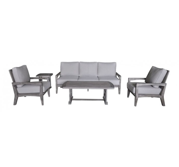 Driftwood Gray Teak Surf Side Outdoor Coffee Table - White BG
