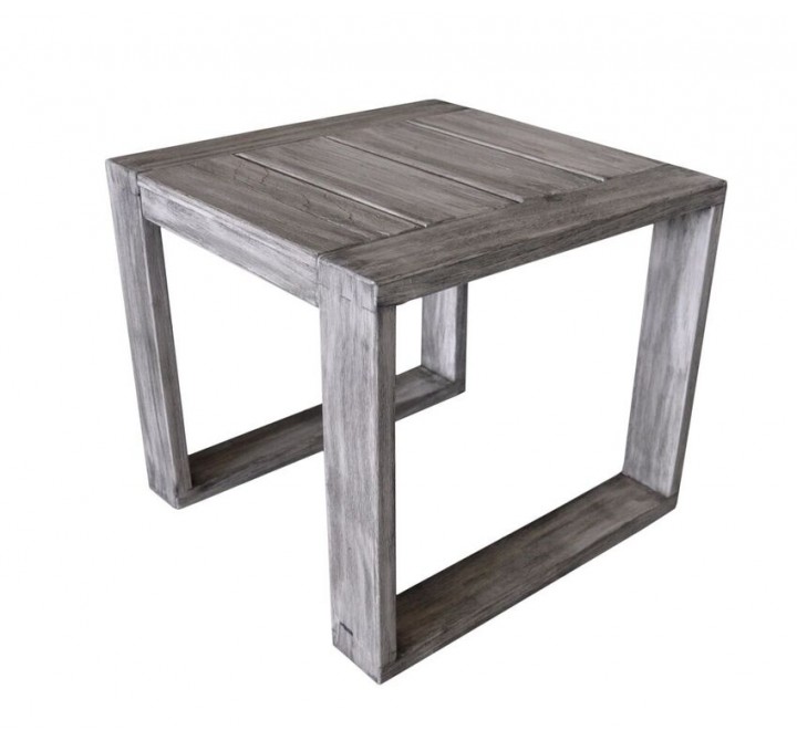 Driftwood Gray Teak Modern North Shore Outdoor Side Table