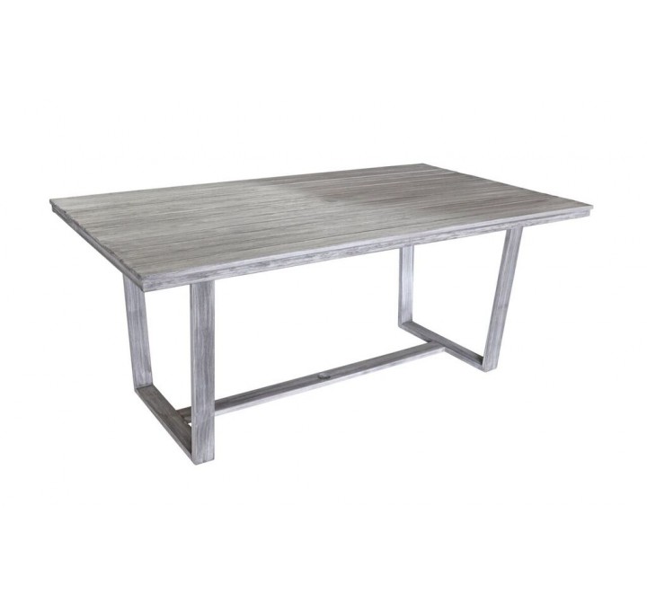 Driftwood Gray Teak Contemporary Bay Side Outdoor Rectangle Dining Table