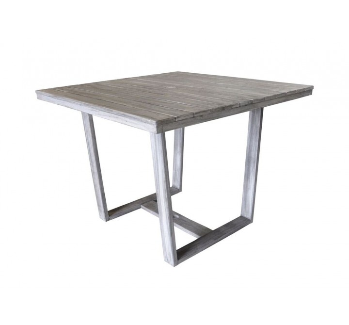 Driftwood Gray Teak Contemporary Bay Side Outdoor Square Dining Table 