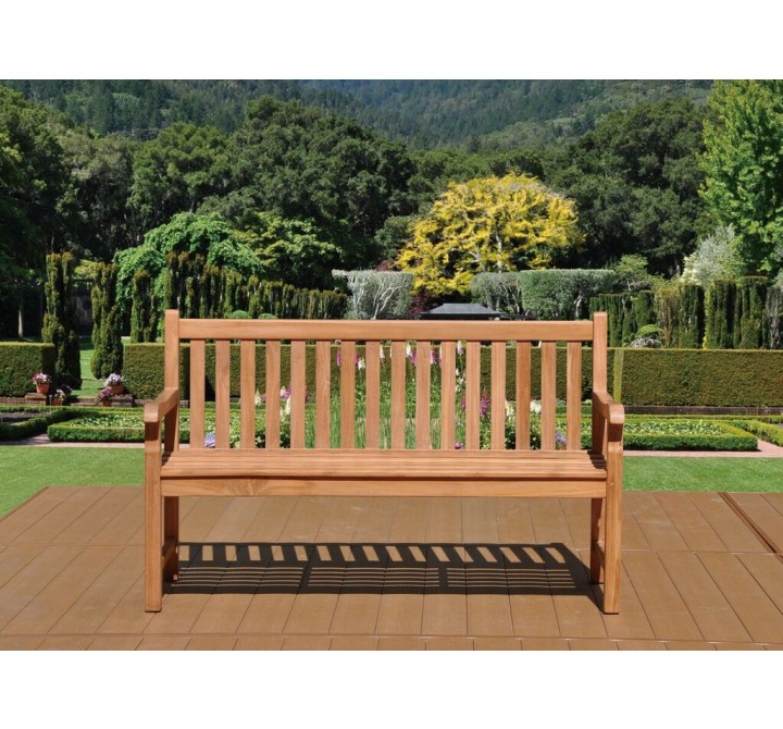 Natural Finish Teak Heritage Outdoor Two Seater Bench - Lifestyle