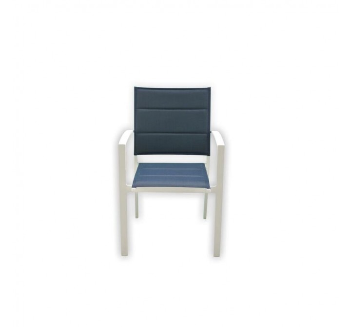 Skyline White Aluminum Outdoor Padded Dining Chair - Front