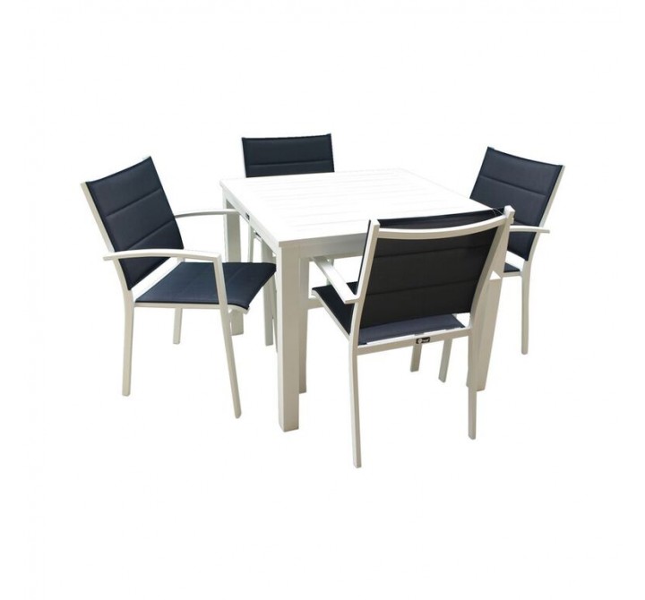 Skyline White Aluminum Outdoor Square Table Dining Set 