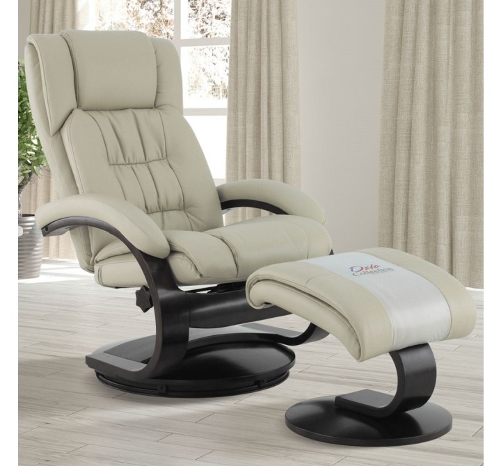 Narvick Recliner and Ottoman in Beige Breathable Air Leather