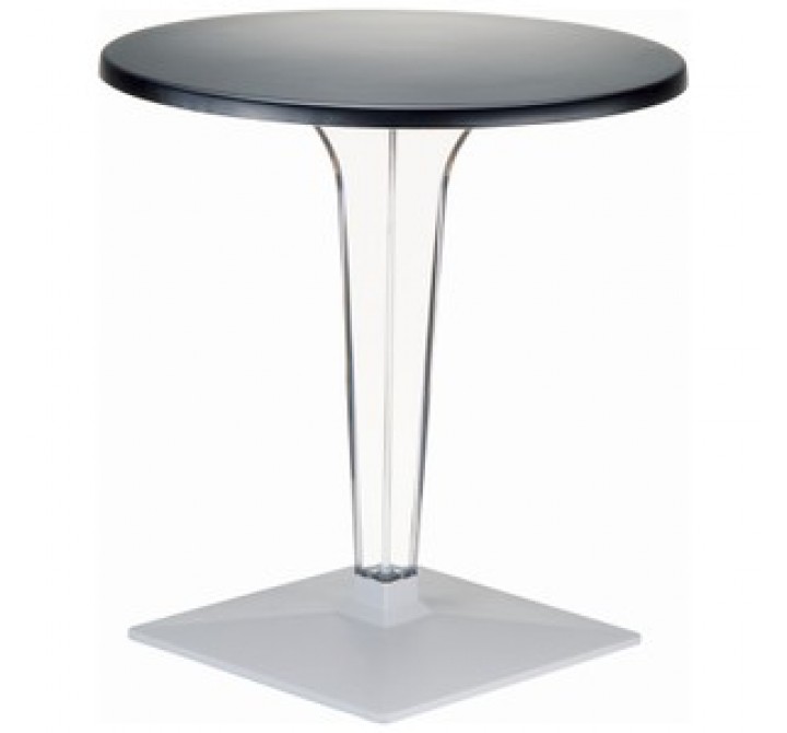 Ice Werzalit Top Round Dining Table with Transparent Base 32 inch Black