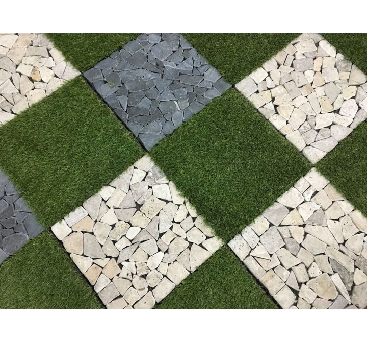 Natural Tavertine Stone White/Grey Deck Tile - 6 pc Set