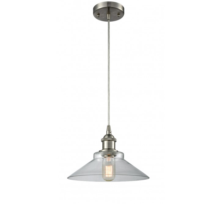 Glass Cord Pendant - Brushed Satin Nickel - CLEAR GLASS