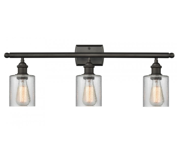 Glass Vanity Light - Oiled Rubbed Bronze - CLEAR RIPPLED GLASS