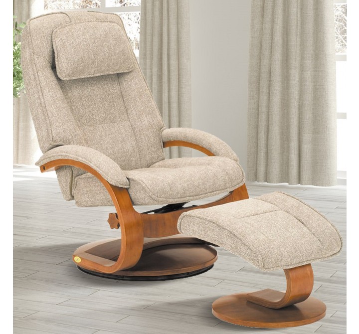 Bergen Recliner and Ottoman in Teatro Linen Breathable Air Leather