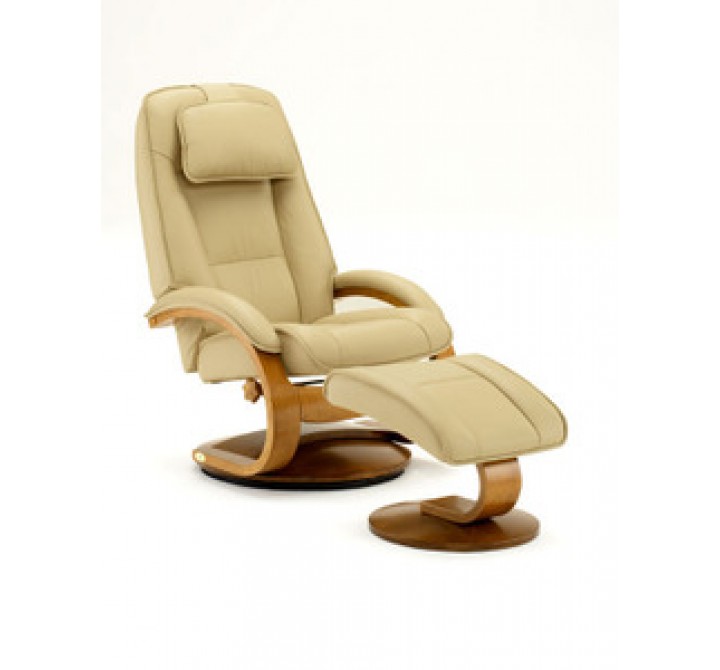 Mac Motion Cobblestone Top Grain Leather Swivel, Recliner with Ottoman