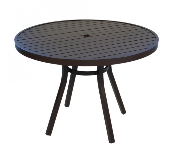 Lux 42" Rd. Umbrella Table with Slat Top in Gloss Anthracite Finish