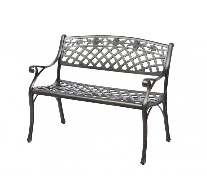 Alfresco Home Cinco Rosas Cast Aluminum Outdoor Bench - Antique Fern Finish