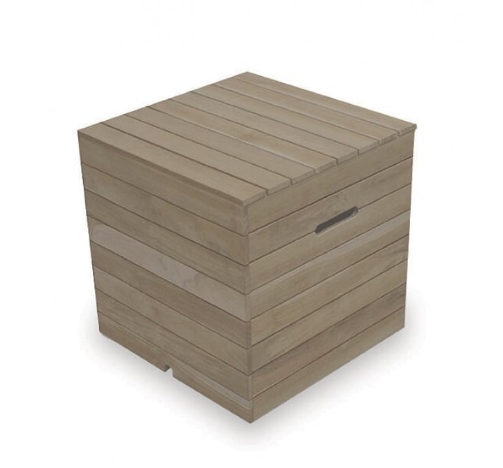 Slatted Tank Cover End Table in Coastal Teak