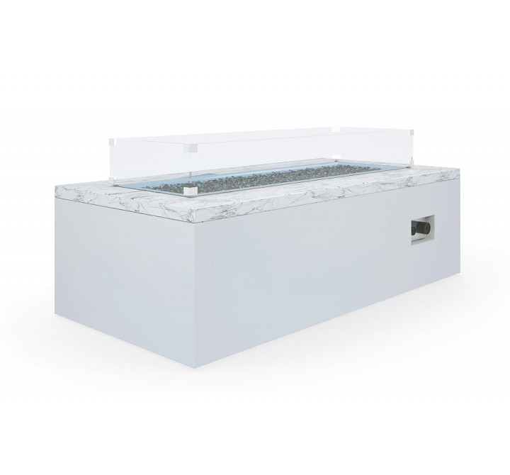 White Carrara Marble Rectangular Fire Table
