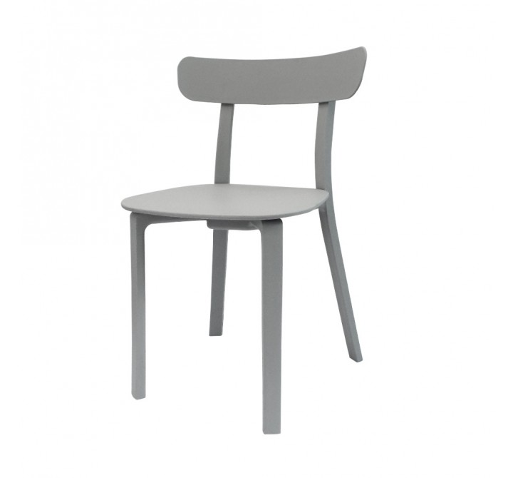 Toppy Long Horn Dinning Chair - Grey - Left - Angled View