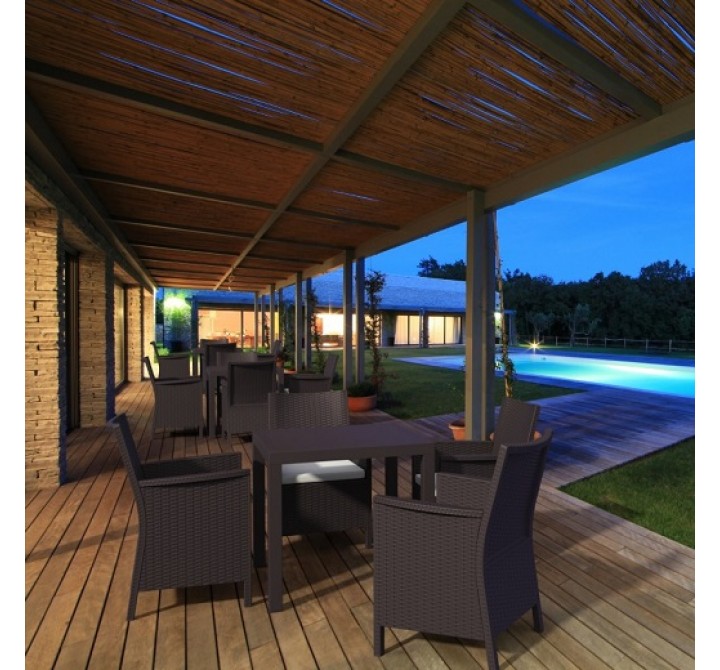 California Wickerlook Square Dining Set 5 Piece - Brown