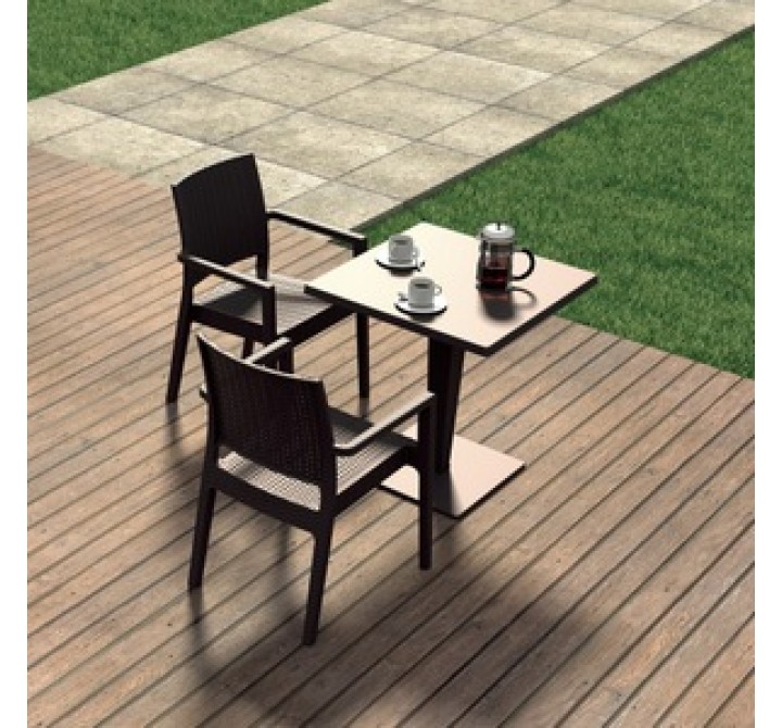 Ibiza Resin Wickerlook Dining Arm Chair - Set of 2 - Brown