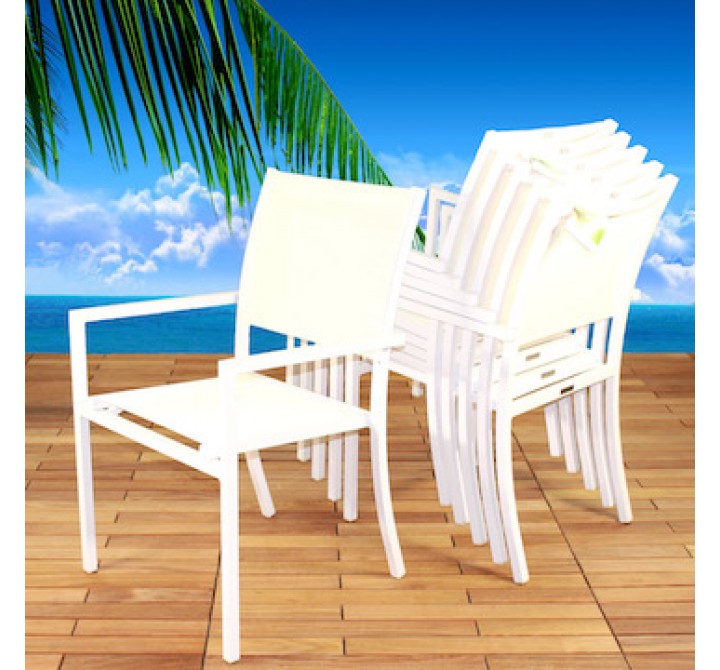 Infinita PURE Dining Armchair White - Stacking Lifesytle