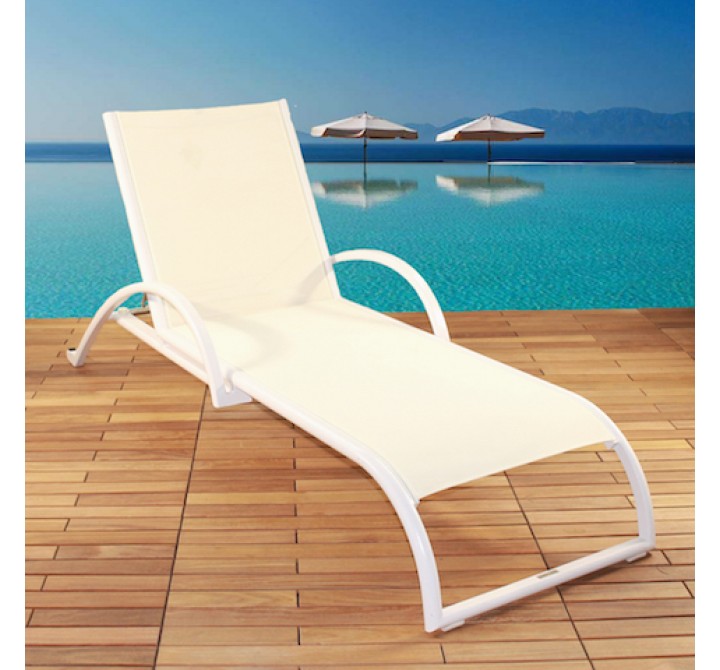 Infinita Pure Aluminum SunLounger with White Sling - Set of Two