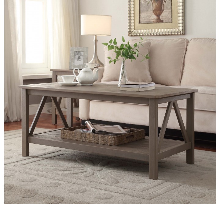 Linon Home Decor Titian Rustic Gray Coffee Table