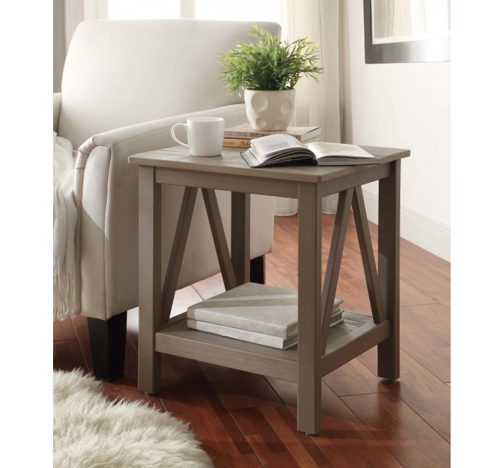 Linon Home Decor Titian Rustic Gray End Table