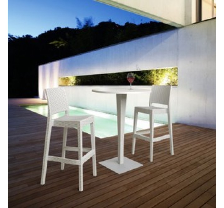 Riva Werzalit Top Round Bar Height Table White 27.5 inch