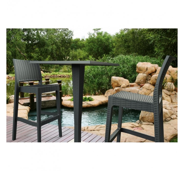 Riva Werzalit Top Square Bar Height Table Brown 27.5 inch