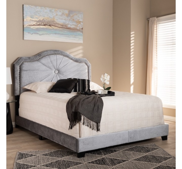 Baxton Studio Embla Velvet Upholstered Bed
