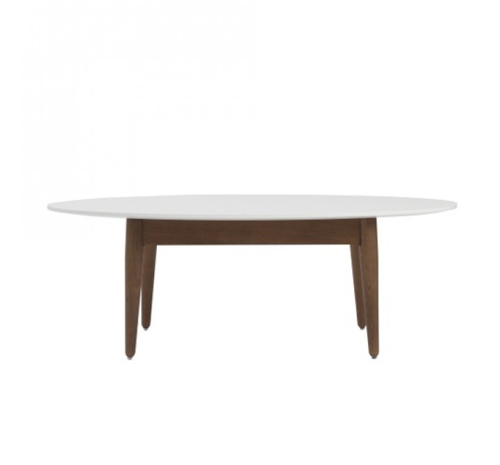 EuroStyle Manon Oval Coffee Table - White/Dark Walnut
