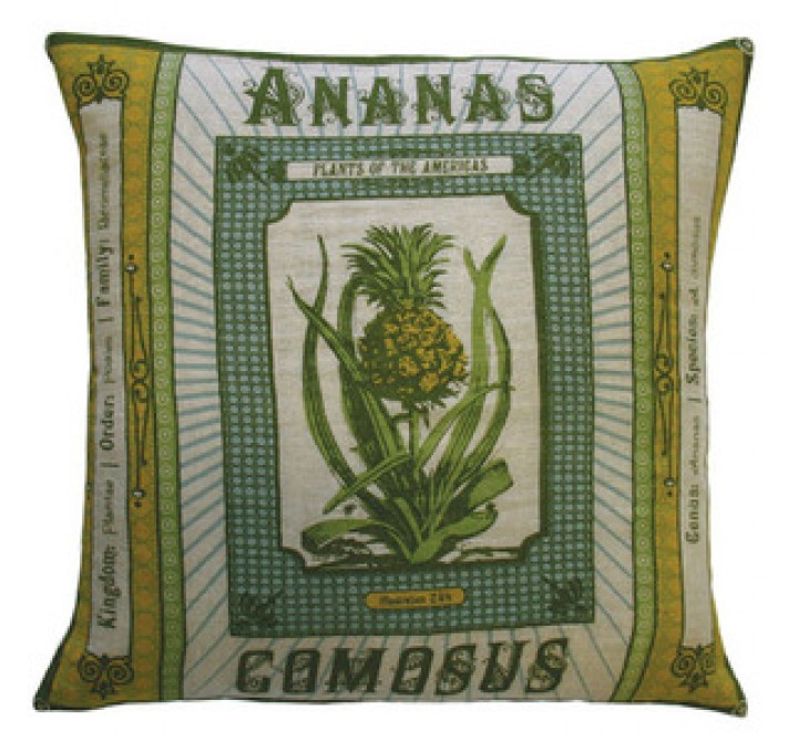 Koko Company Botanica 20" x 20" Linen Pillow with Ananas Comosus Print