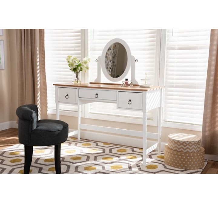 Baxton Studio Sylvie 3 Drawer Bedroom Vanity Table