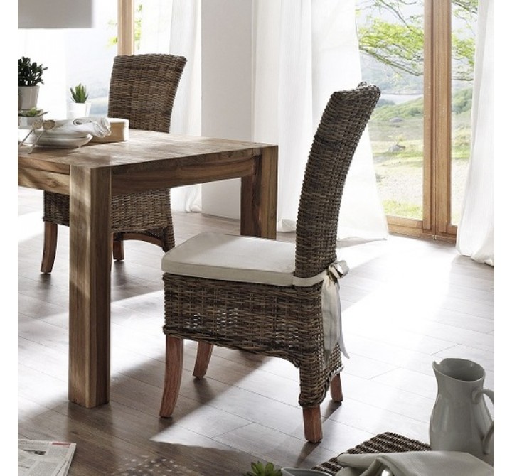 Nova Solo Natural Rattan Salsa Chair with Cushion - Set of Two