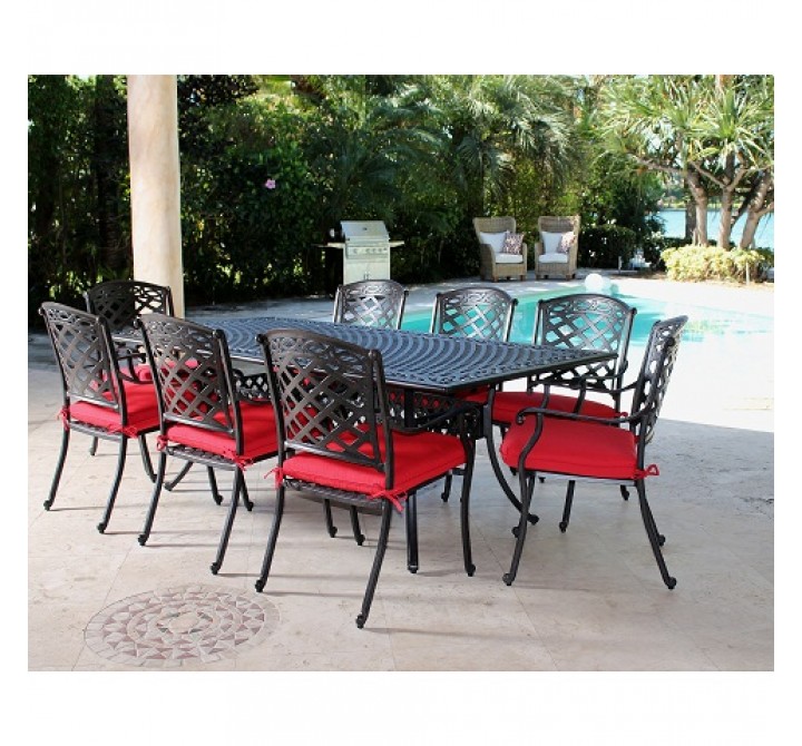 Infinita ComfortCare 9-Piece Dining Set - 84" Cast Aluminum