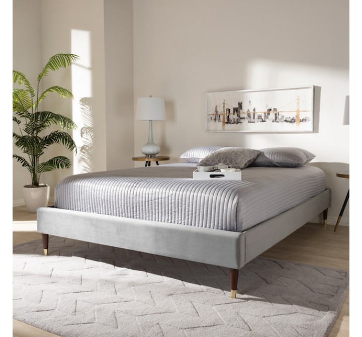 Baxton Studio Volden King Size Platform Bed Frame - Dark Grey