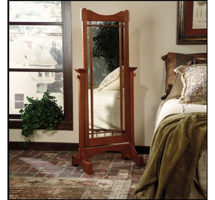 Mission Oak Finish Cheval Mirror 