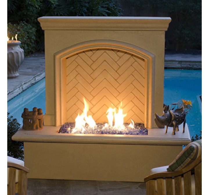 American Fyre Designs Arch Stone Firewall With Propane Storage