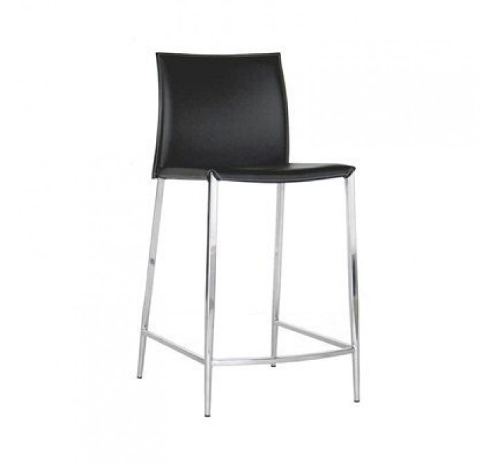 Baxton Studio Jenson Black Leather Counter Height Stool - Set of 2